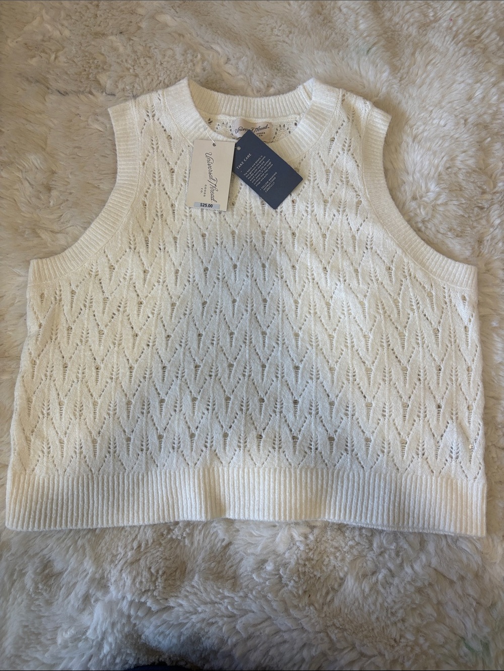 Universal Thread White Knit Sleeveless Sweater Tank